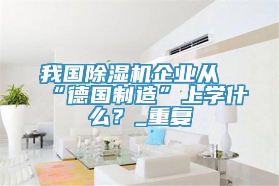我國除濕機企業從“德國制造”上學什么?_重復